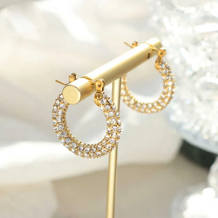 Diamond Studded Hoop Earrings