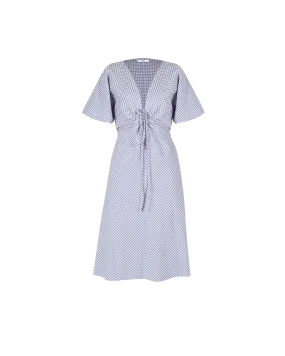 DONOVAN TIE DRESS BLUE GINGHAM