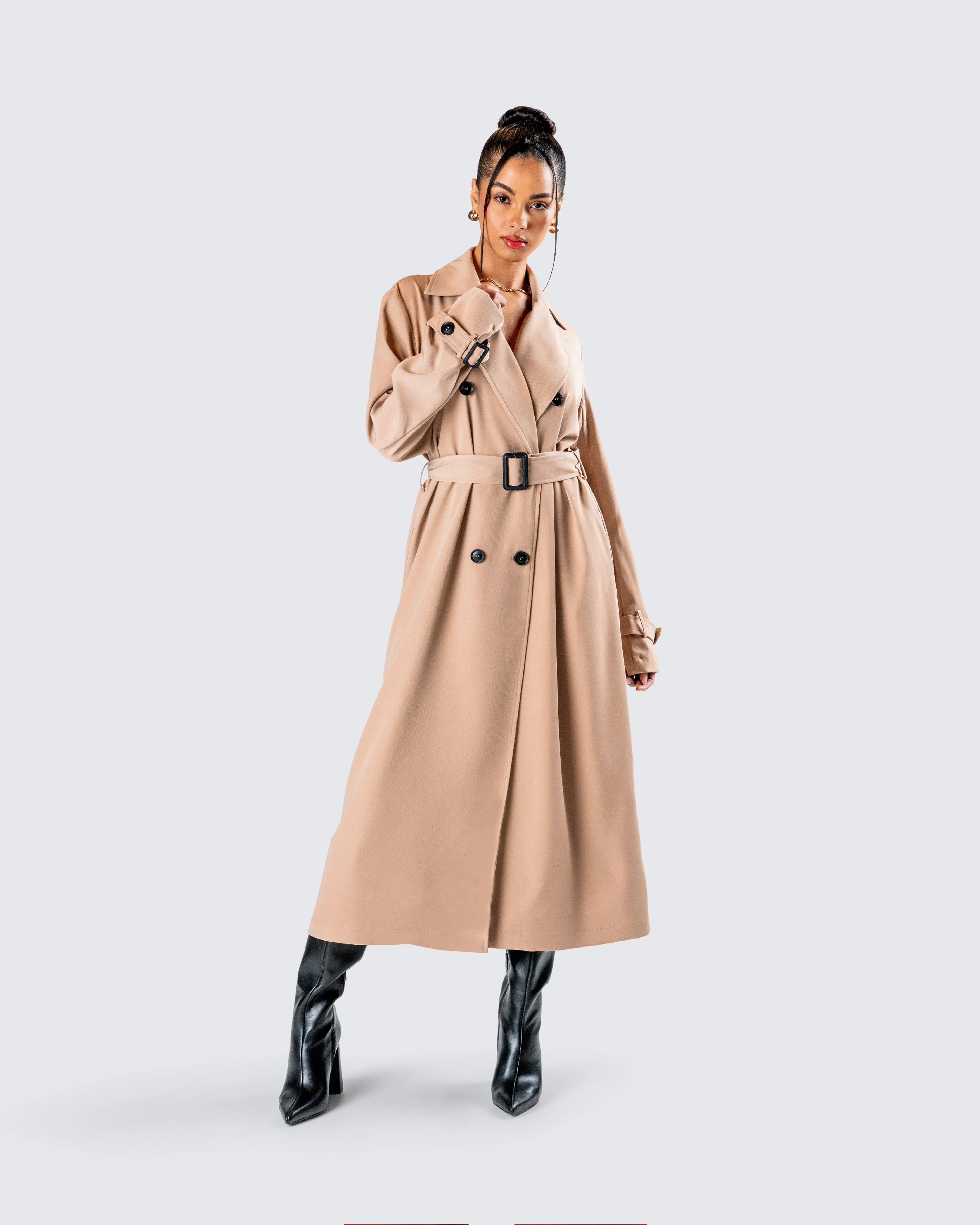 Doutzen Tan Twill Trench Coat