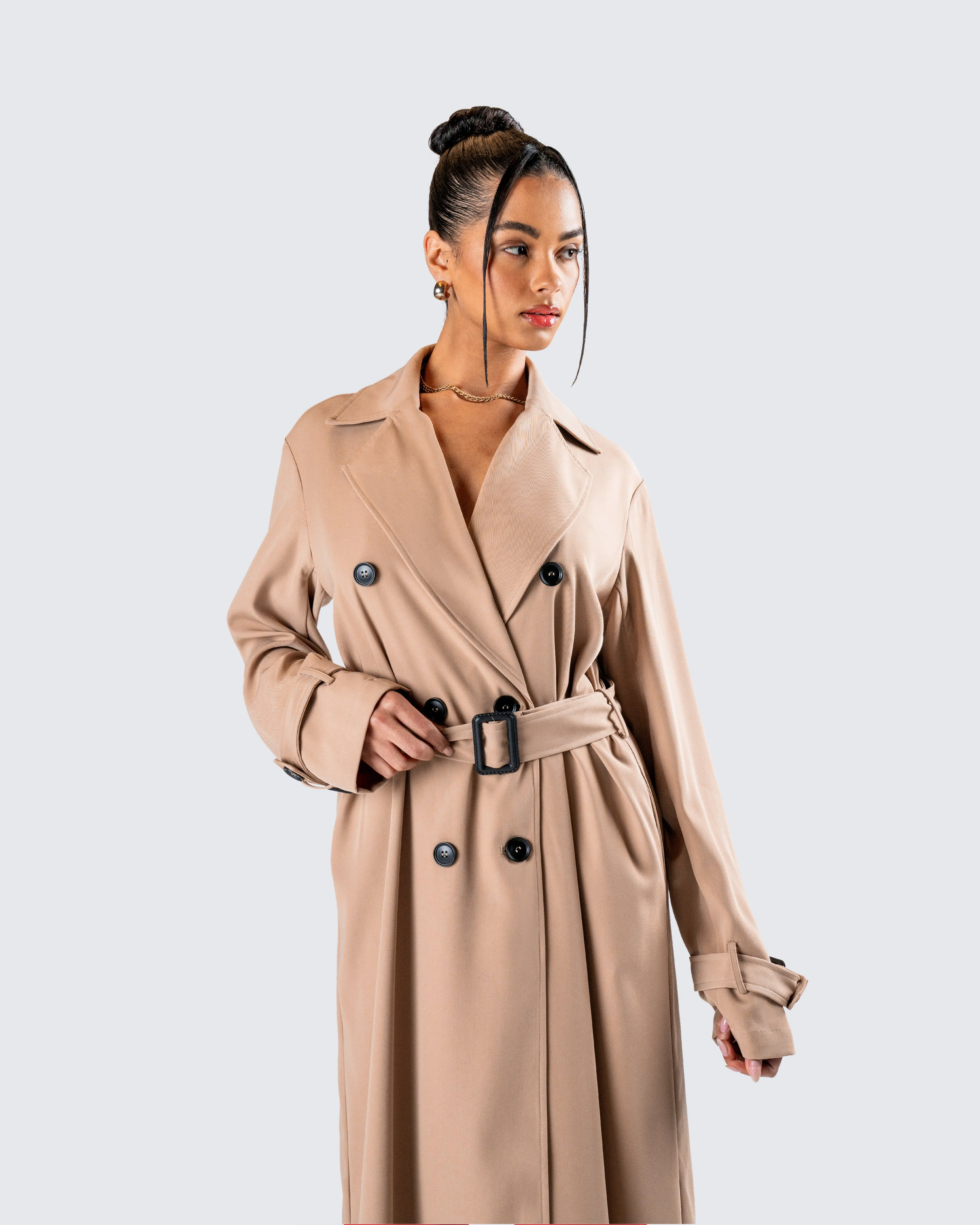 Doutzen Tan Twill Trench Coat