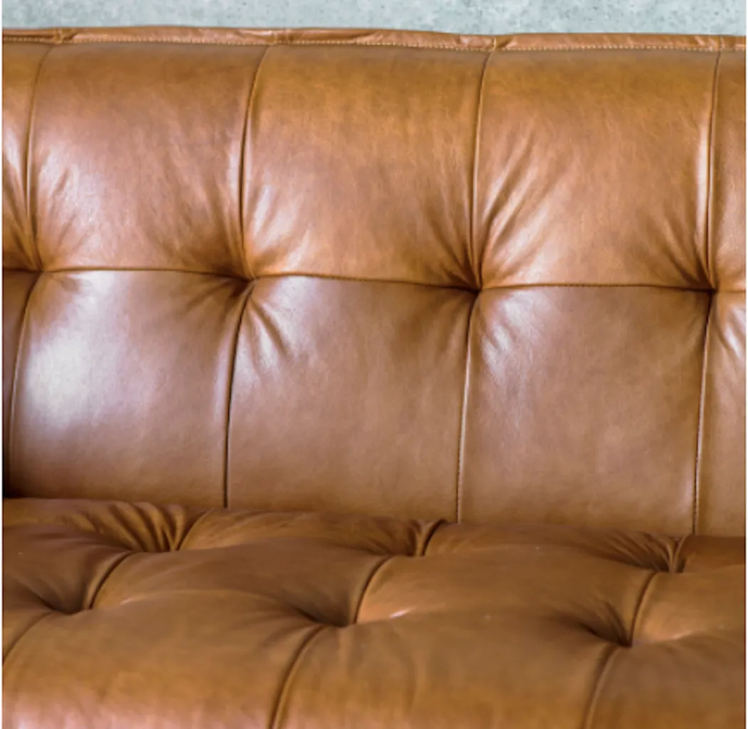 Ecclestone Brown Leather Button Backed Sofa