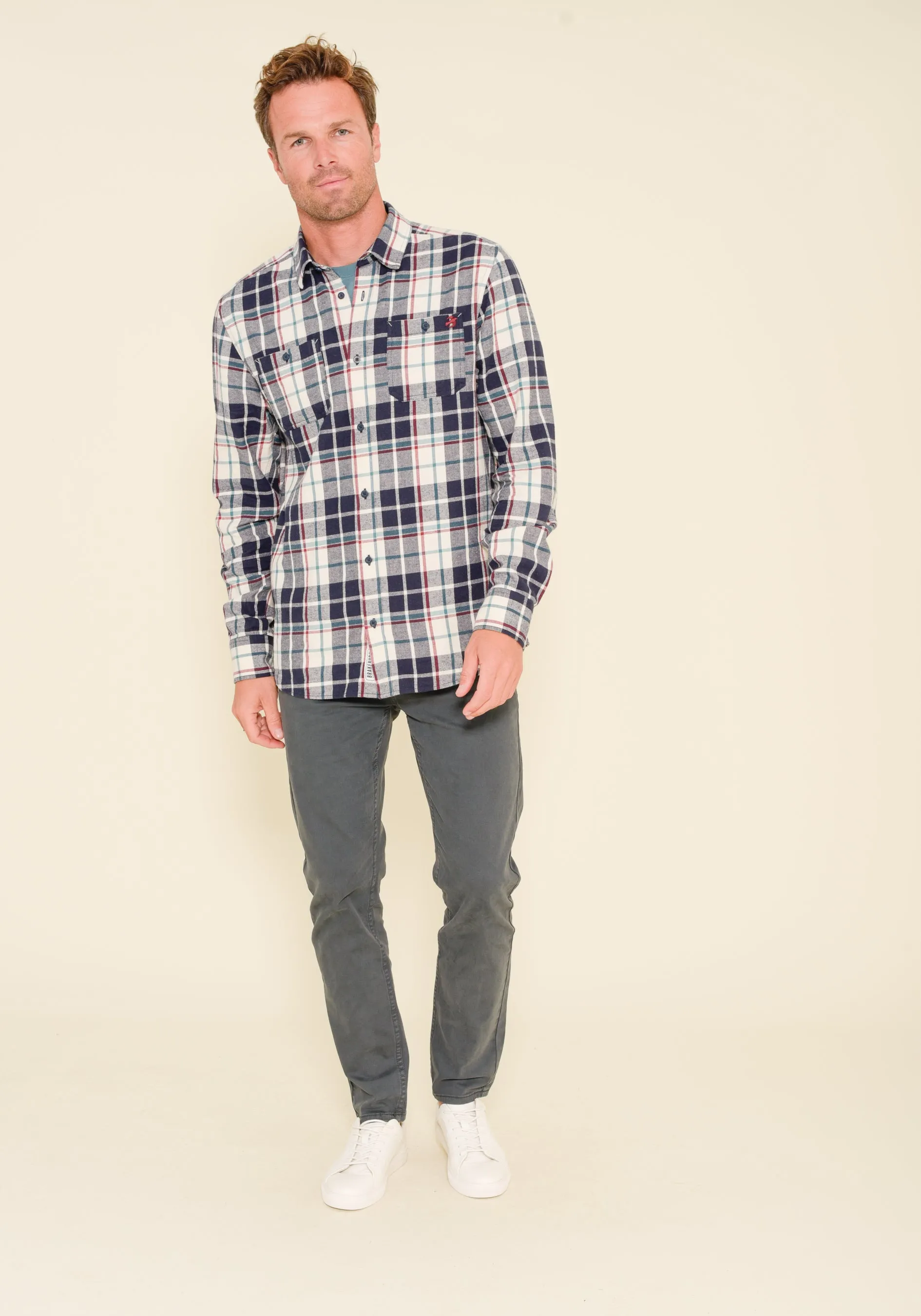 Ecru Navy Check Shirt