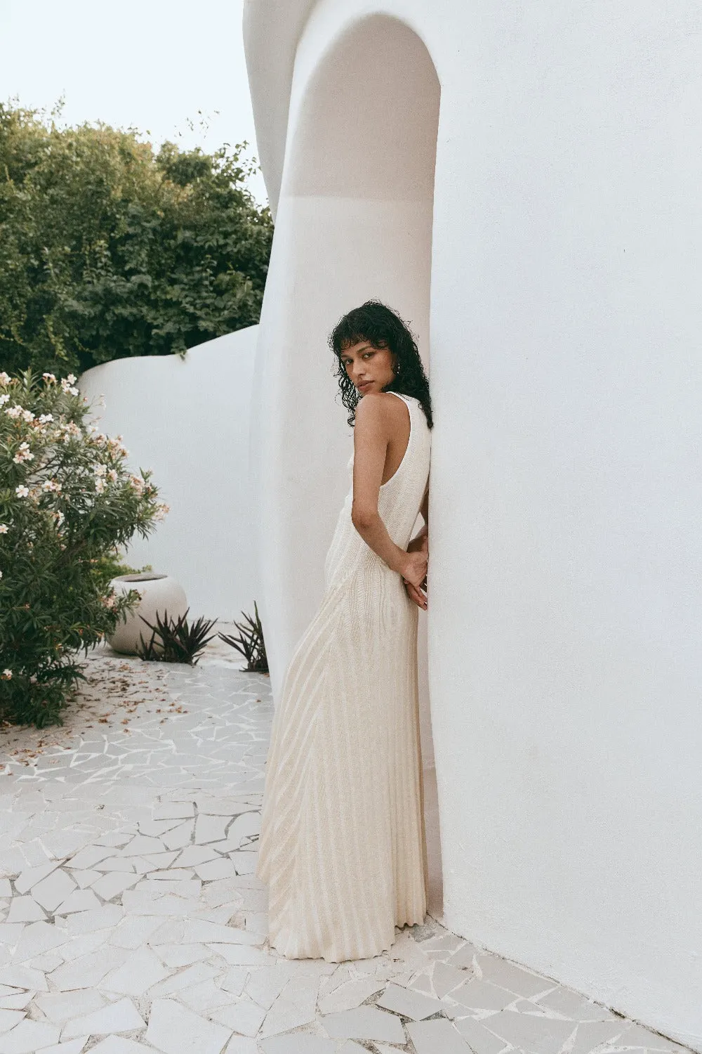 El Mar Knit Maxi Dress Cream