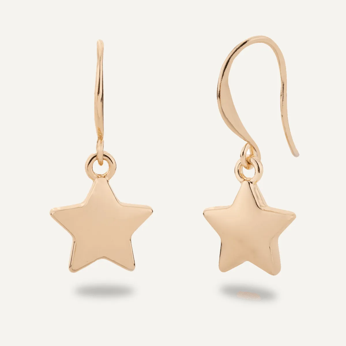 Emily Puffed Star Drop Earrings In Gold-Tone