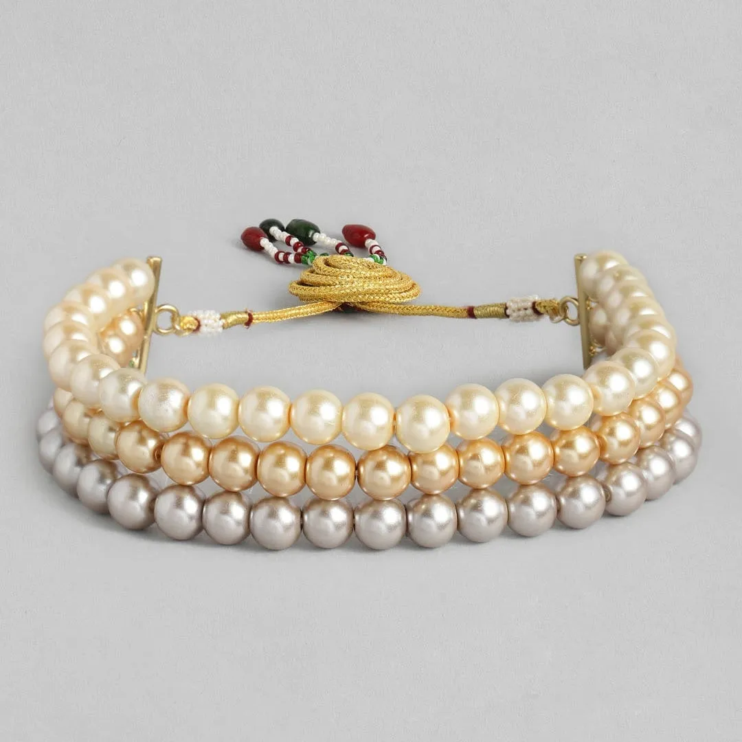 Estele - Charming multi-colour three line Pearl Choker