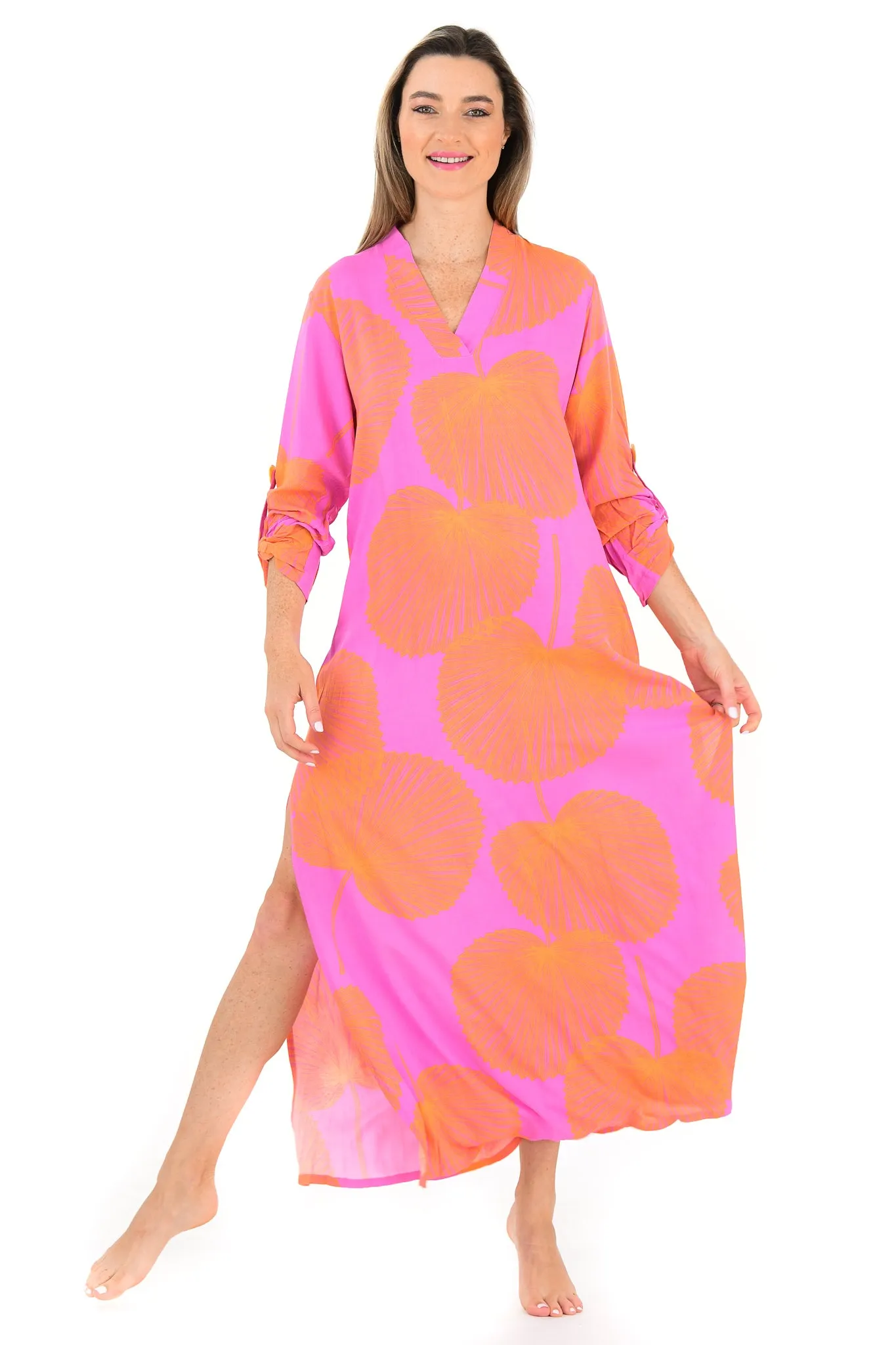 Exuma Kaftan / Magenta Fan Coral