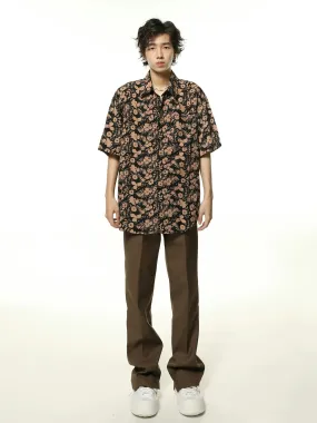 Floral Pattern Oversized Button-Up Shirt