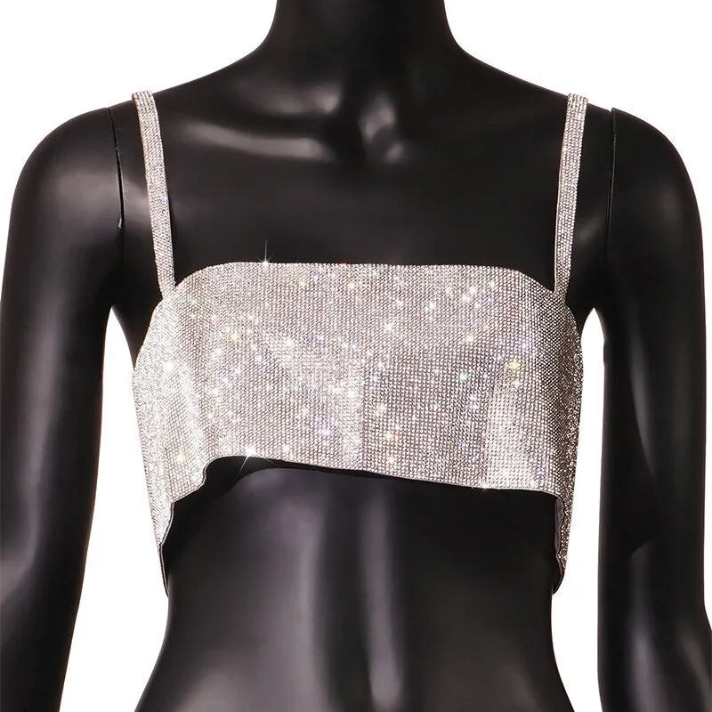 Glitter Rhinestone Crop Tops