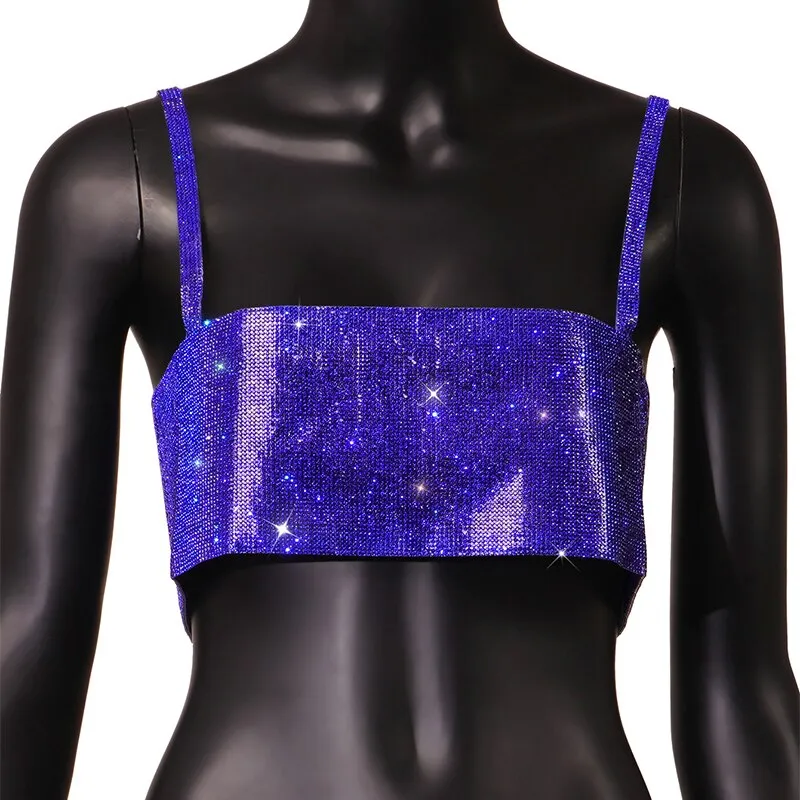 Glitter Rhinestone Crop Tops