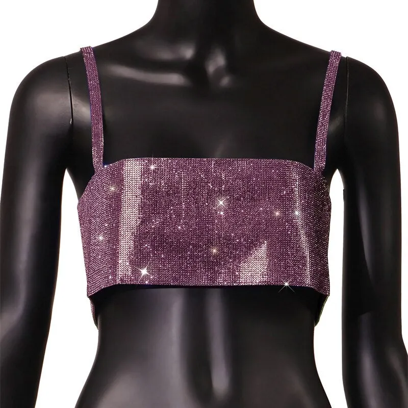 Glitter Rhinestone Crop Tops