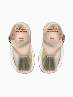 Gold Avarca Leather Kids Sandals