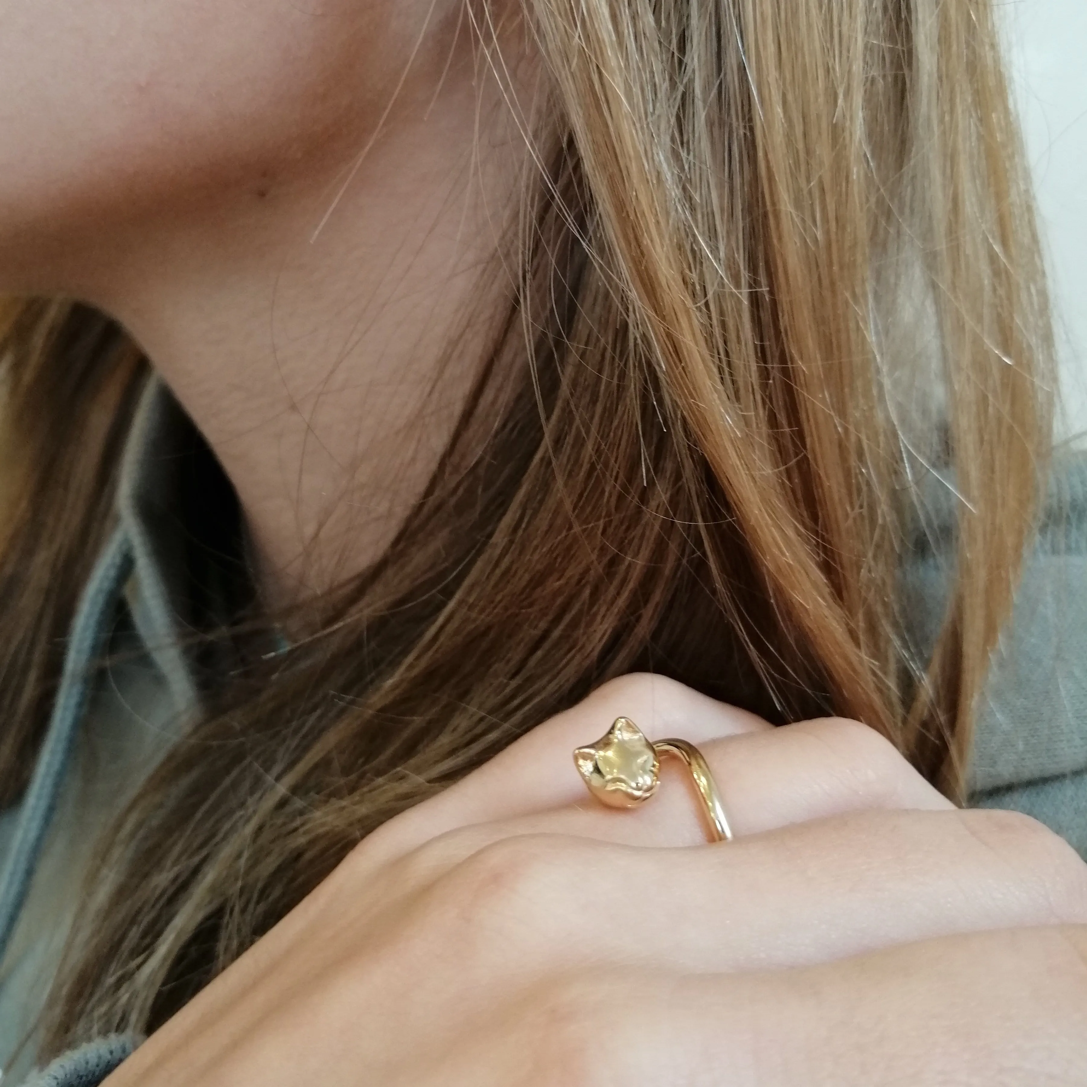 Gold Plated Cat Ring