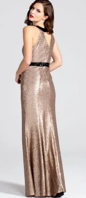 Gold Sequin Keyhole Gown