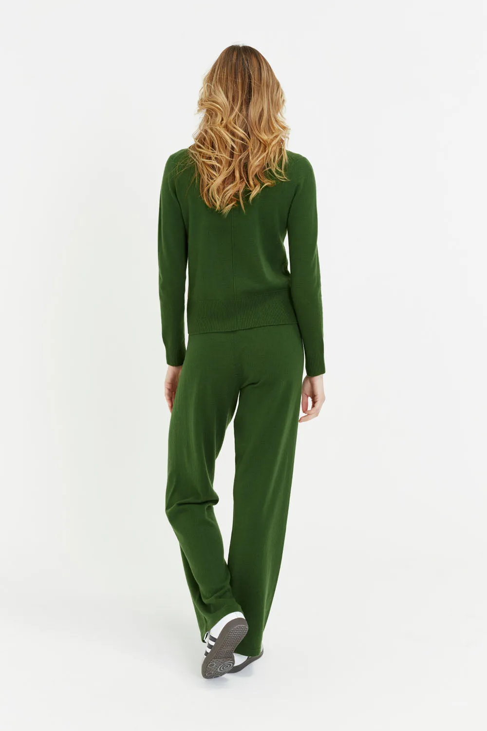 Green Wool-Cashmere Cropped Sweater