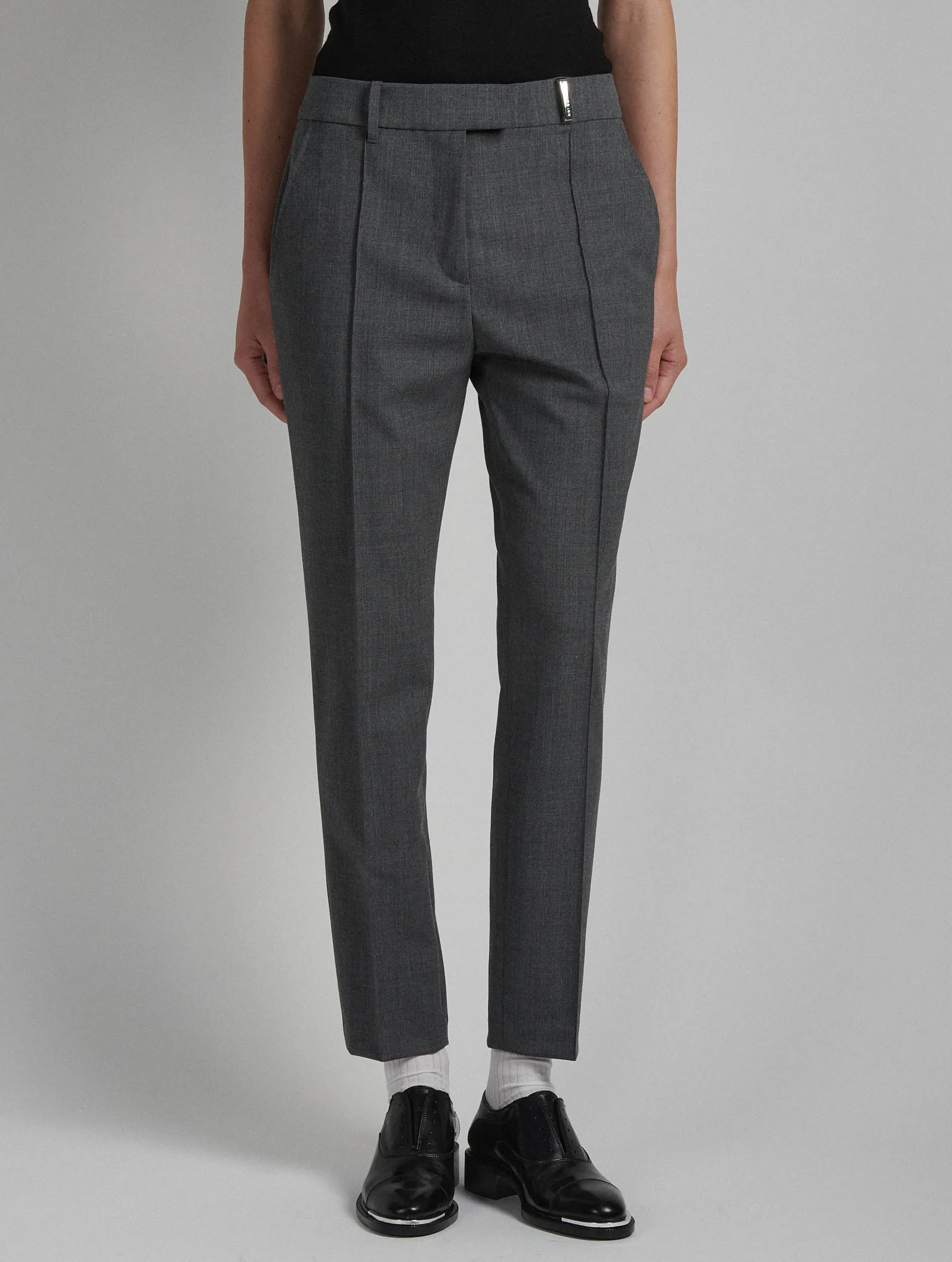 Grey stretch wool gabardine roxy trousers