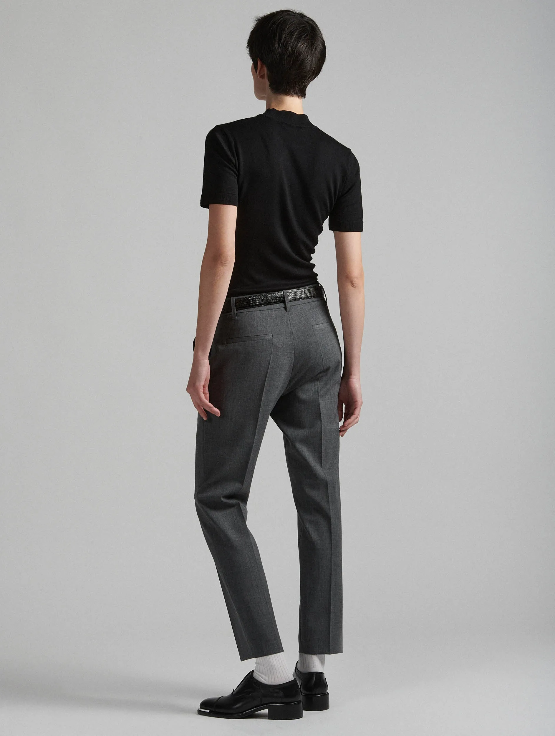 Grey stretch wool gabardine roxy trousers