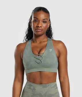 Gymshark Adapt Camo Seamless Sports Bra - Unit Green/Chalk Green