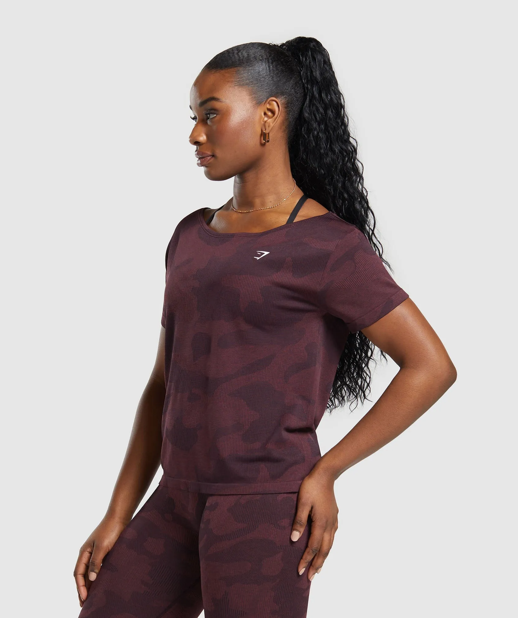 Gymshark Adapt Camo Seamless T-Shirt - Plum Brown/Burgundy Brown