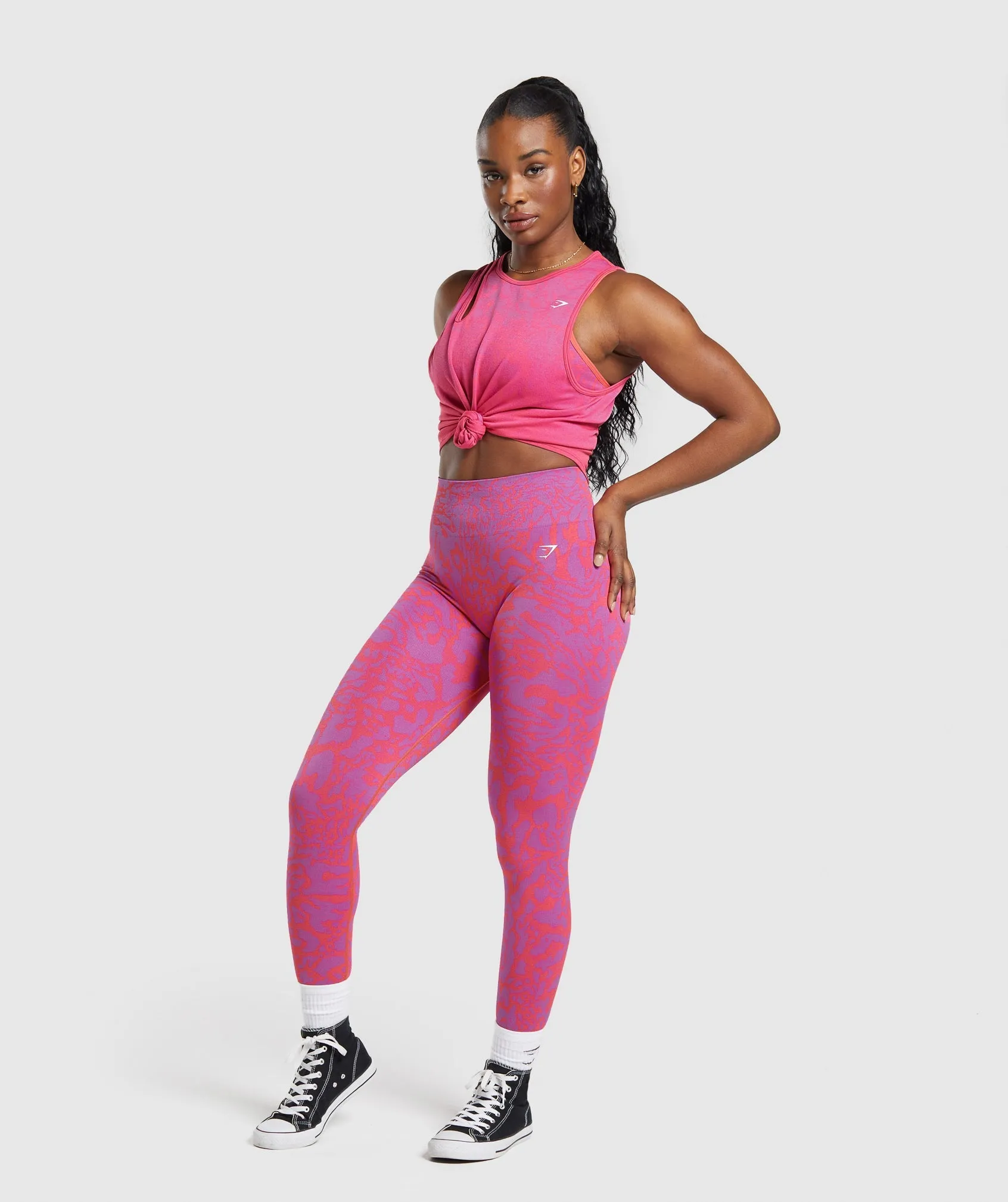 Gymshark Adapt Safari Seamless Drop Arm Faded Tank - Shelly Pink/Fly Coral