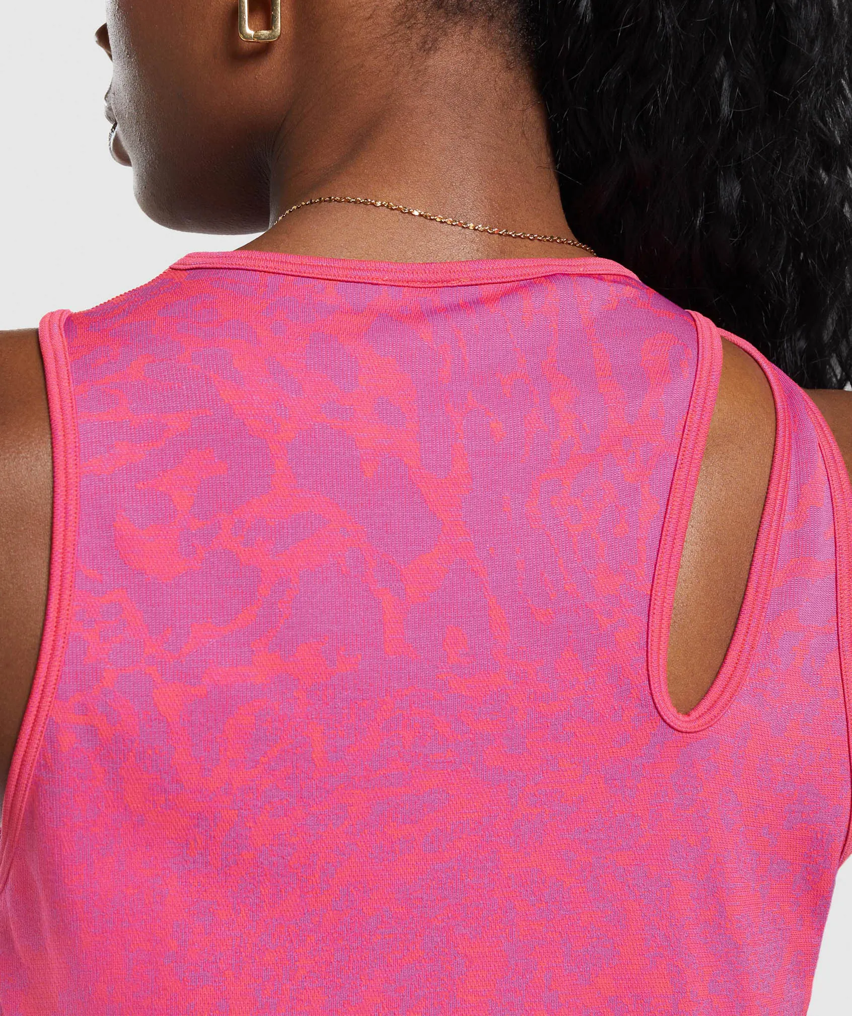 Gymshark Adapt Safari Seamless Drop Arm Faded Tank - Shelly Pink/Fly Coral