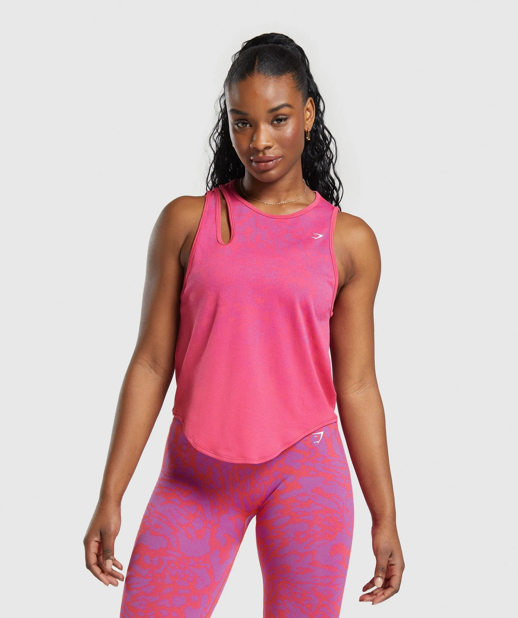 Gymshark Adapt Safari Seamless Drop Arm Faded Tank - Shelly Pink/Fly Coral