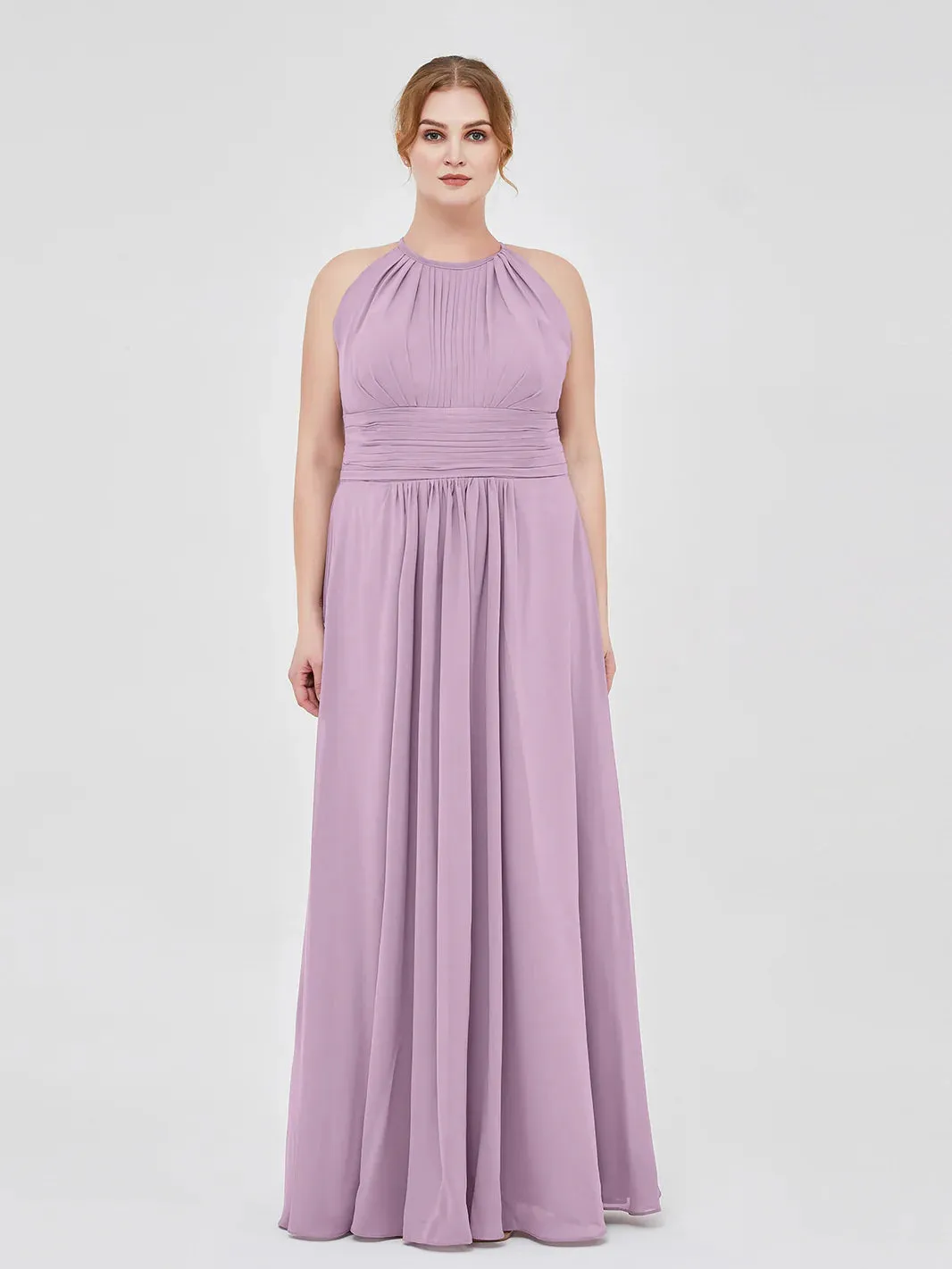 Halter Chiffon Maxi Dress Of Bridesmaid Wisteria