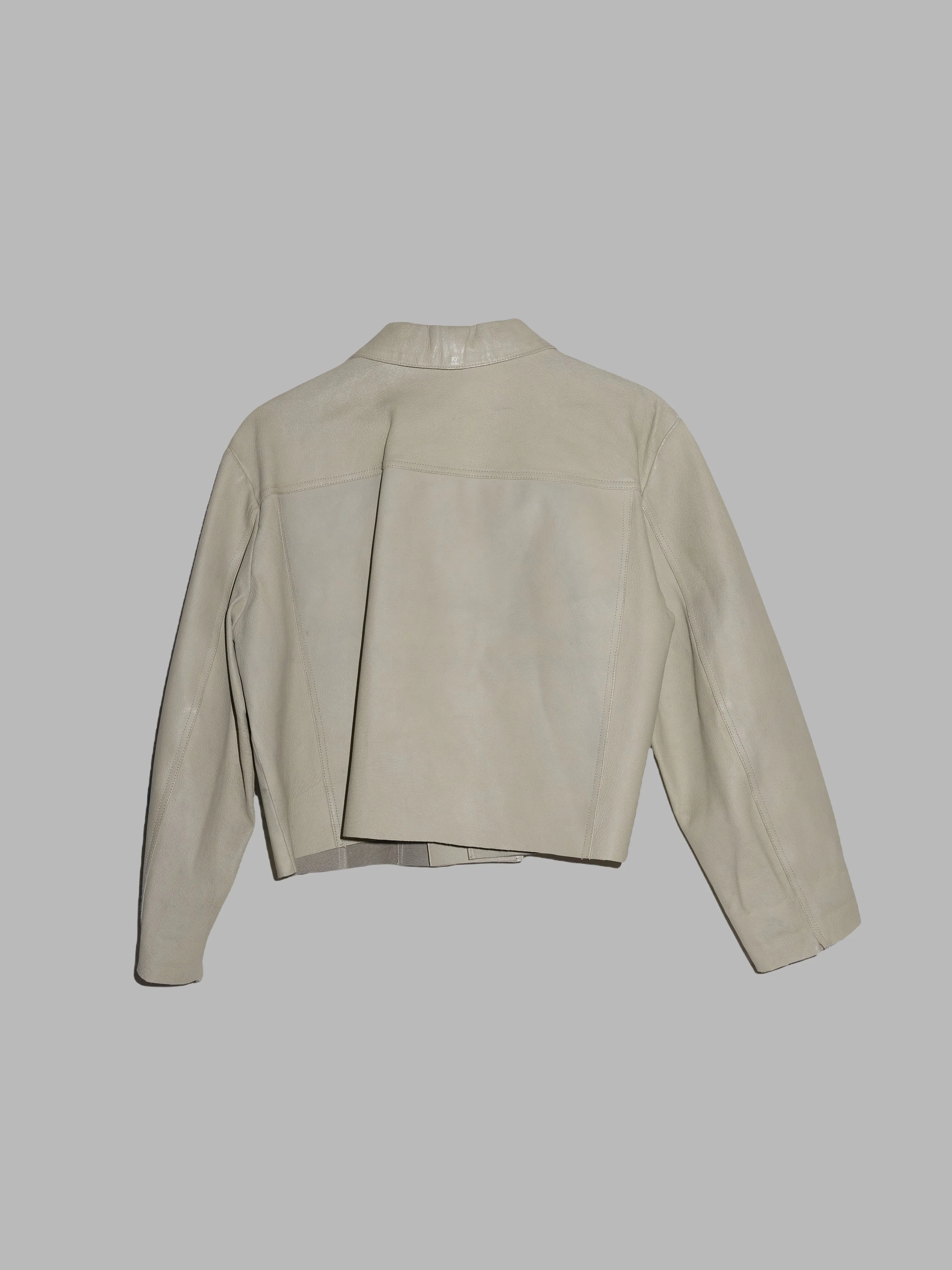 Helmut lang SS1997 prototype beige leather cut off trucker jacket - L M