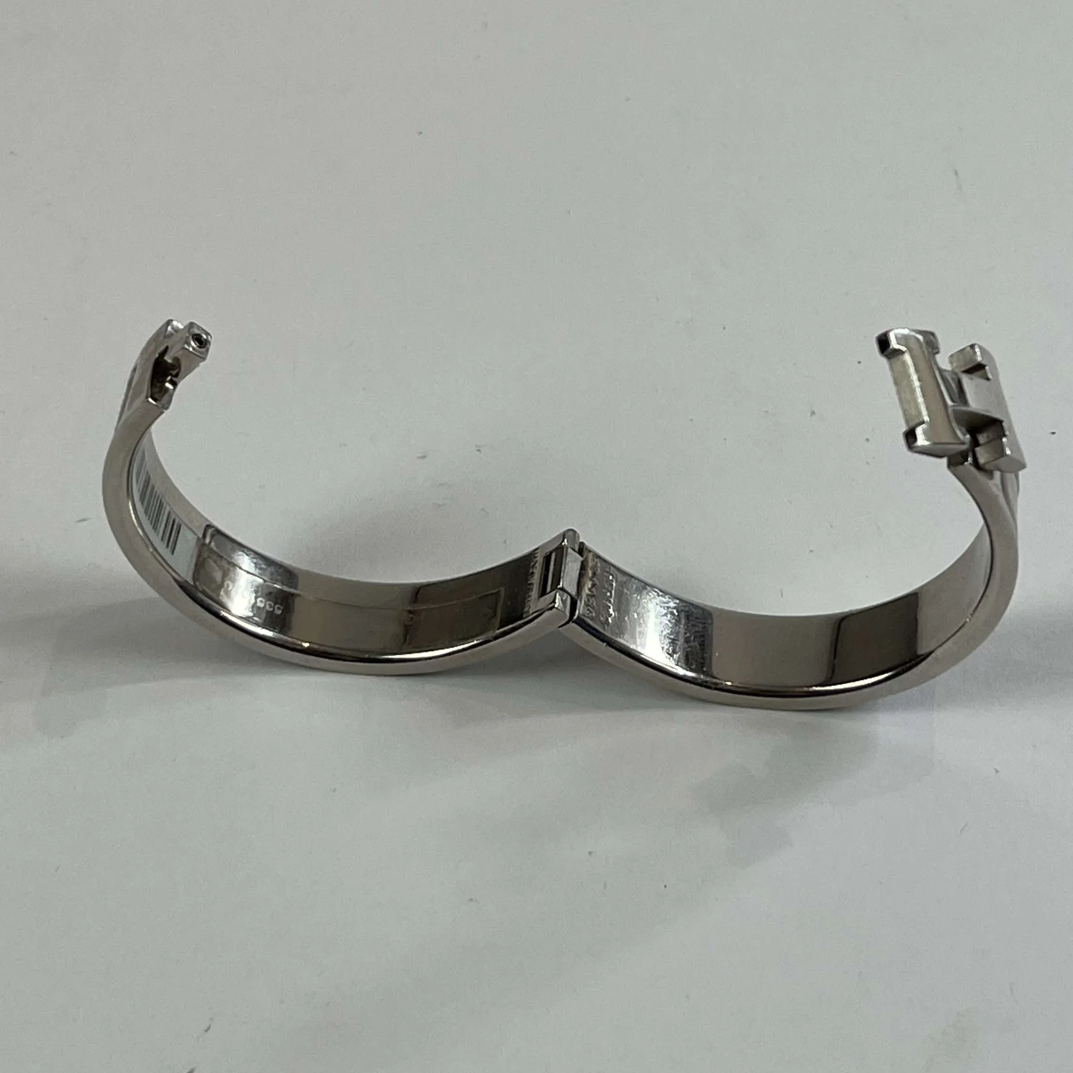 Hermes £530 Marron Glace Enamel & Palladium Clic Clac H Bracelet PM