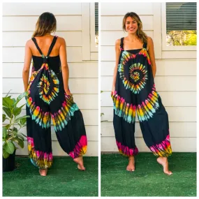 J1041- Hand Dyed  Hippie Racerback Jumpsuit Romper