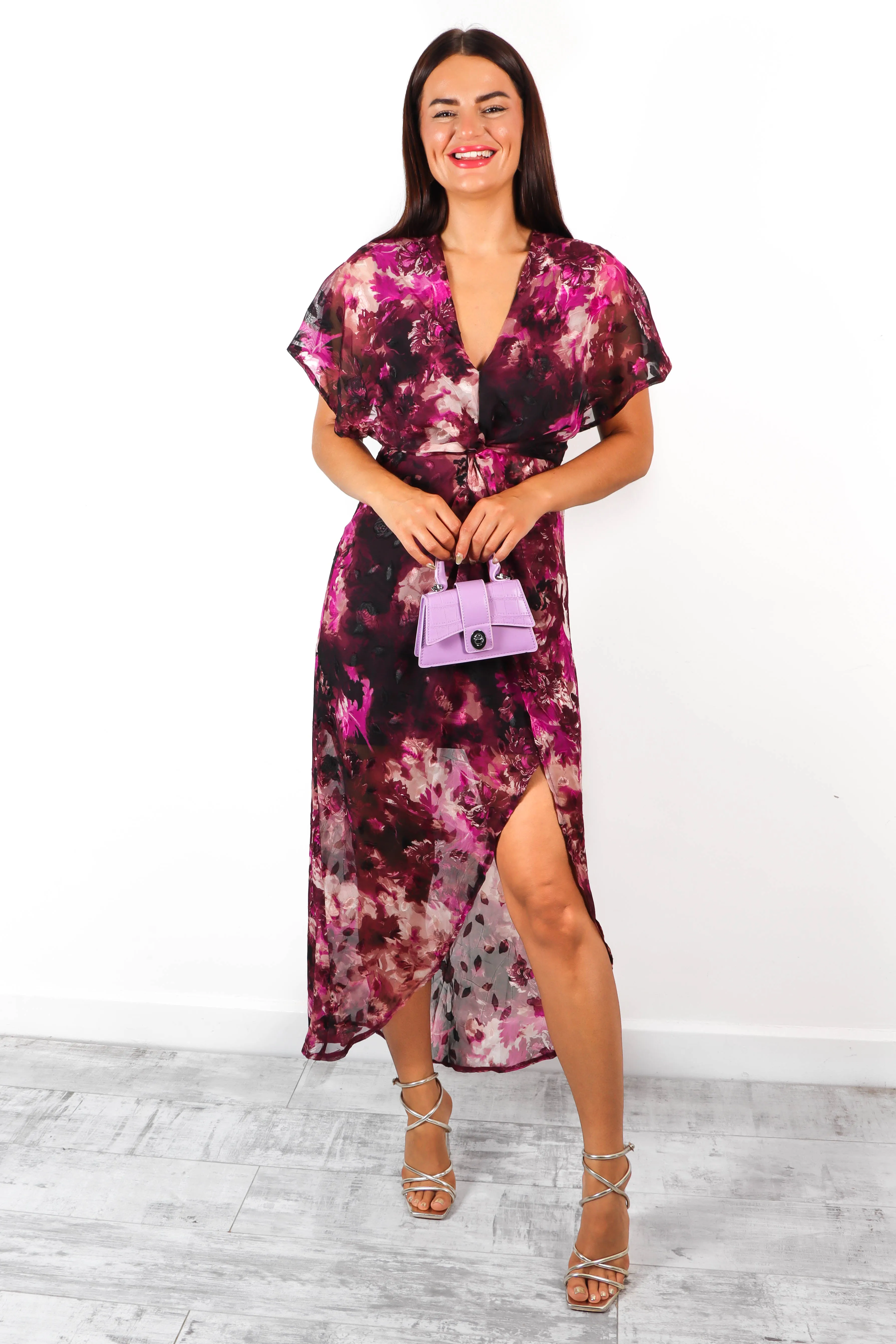 Knot In Love - Purple Burnout Midi Dress