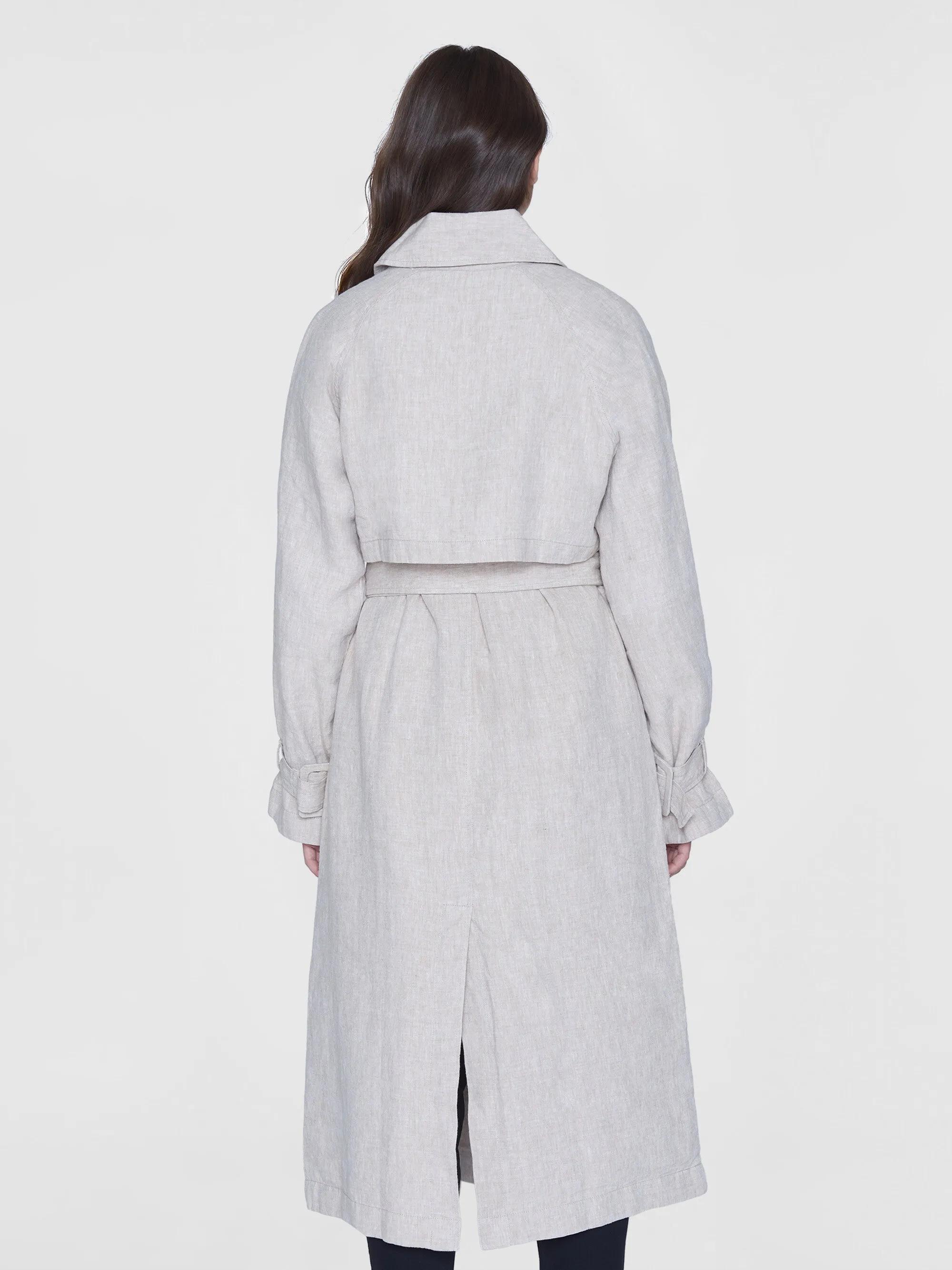 Linen trenchcoat - GOTS/Vegan - Light feather gray