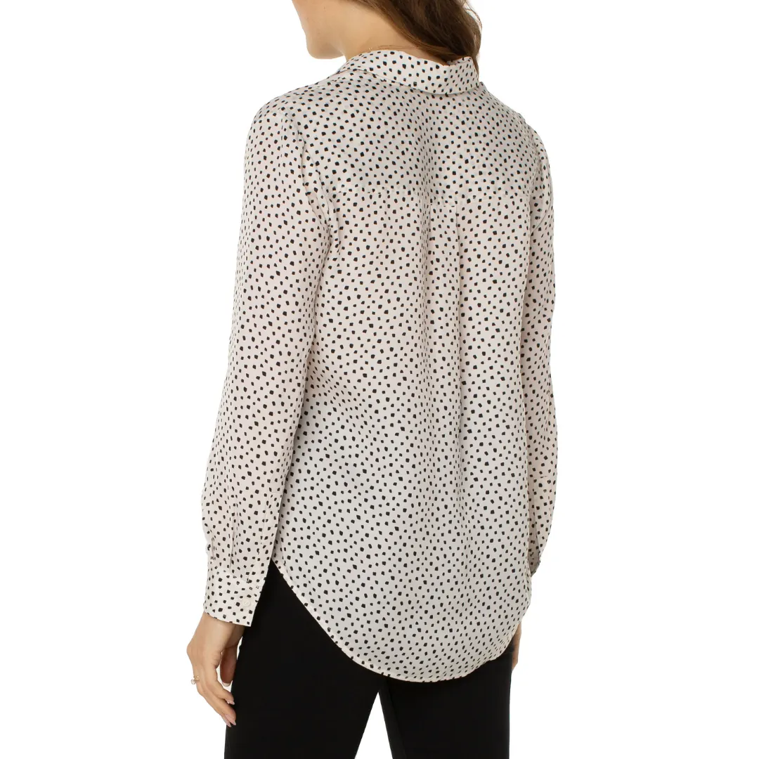 Liverpool Button Up Woven Blouse (Square Dot Mini)