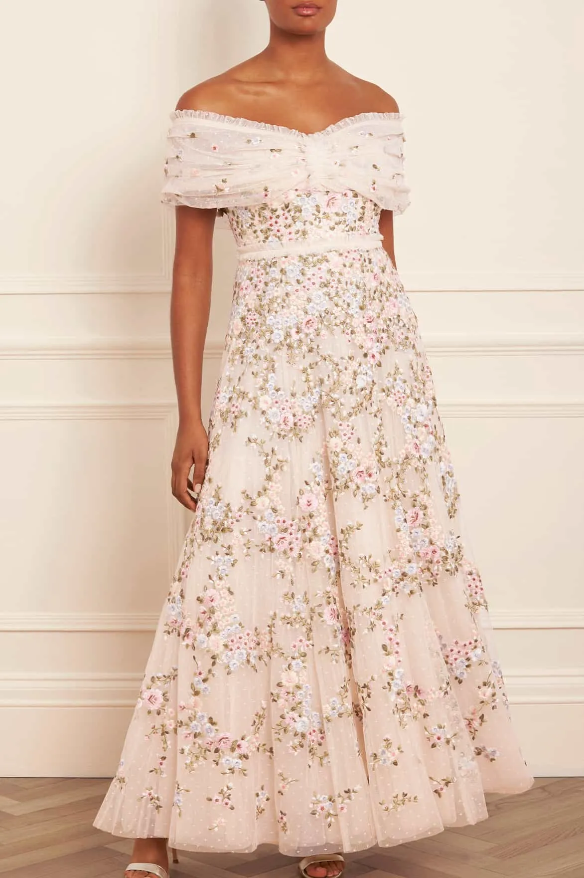 Lunaria Wreath Off-Shoulder Gown