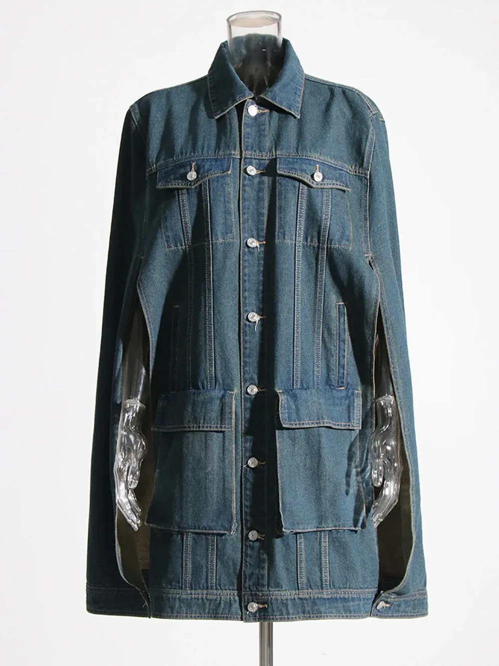 MANTELLO Cape Denim Coat