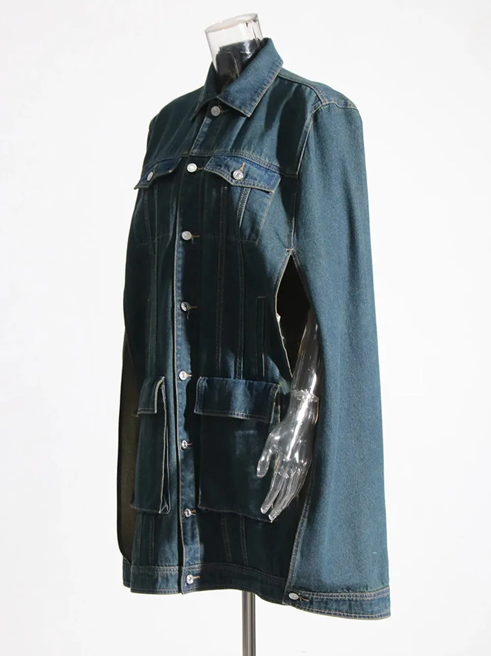 MANTELLO Cape Denim Coat