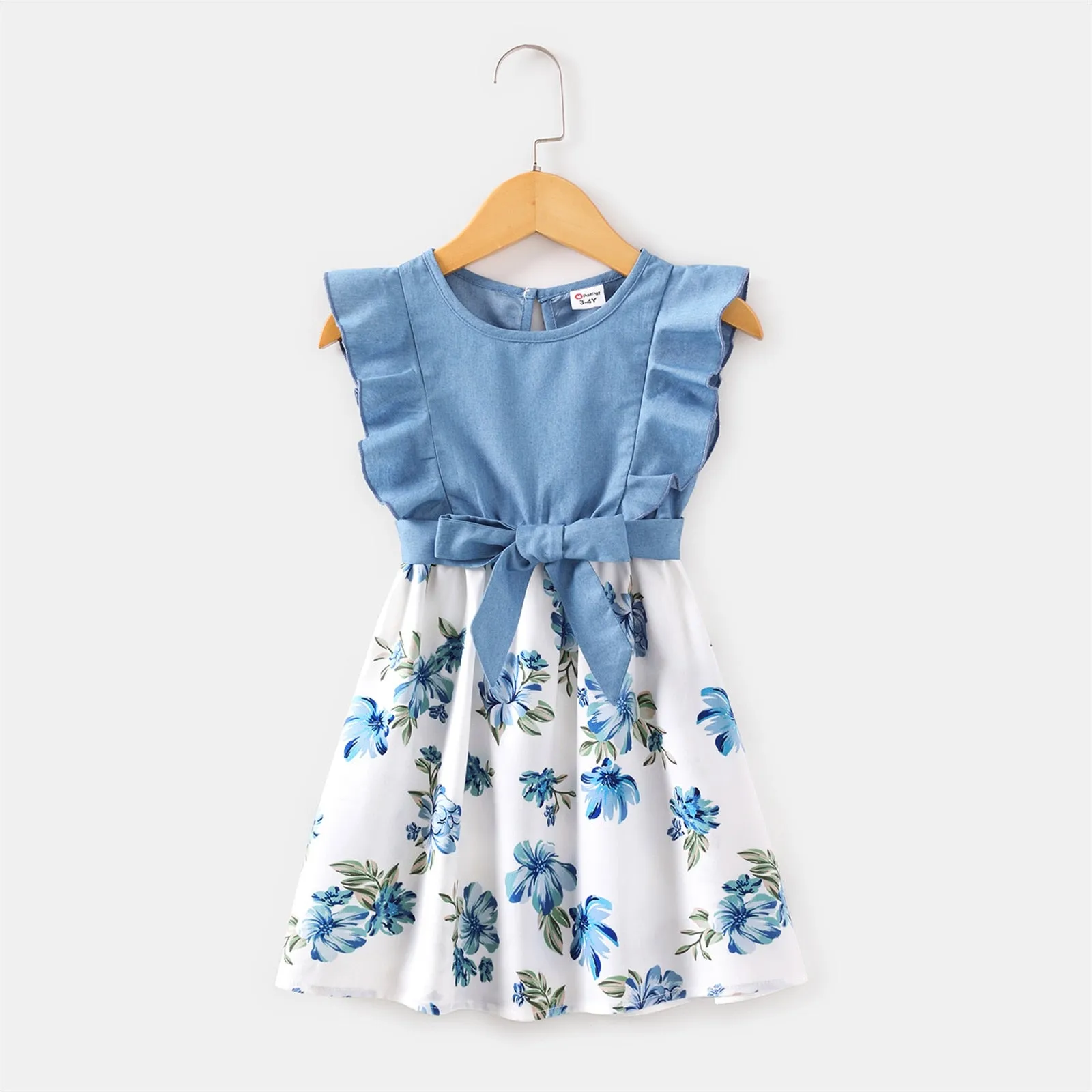 Matching Family Dresses with Ruffles and Tie Belt