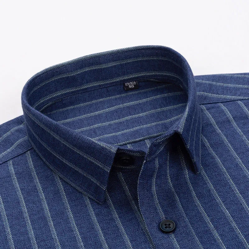 Mens Button Down Shirts Long Sleeve Striped Tops Regular-Fit Dress Shirt | C2060-75