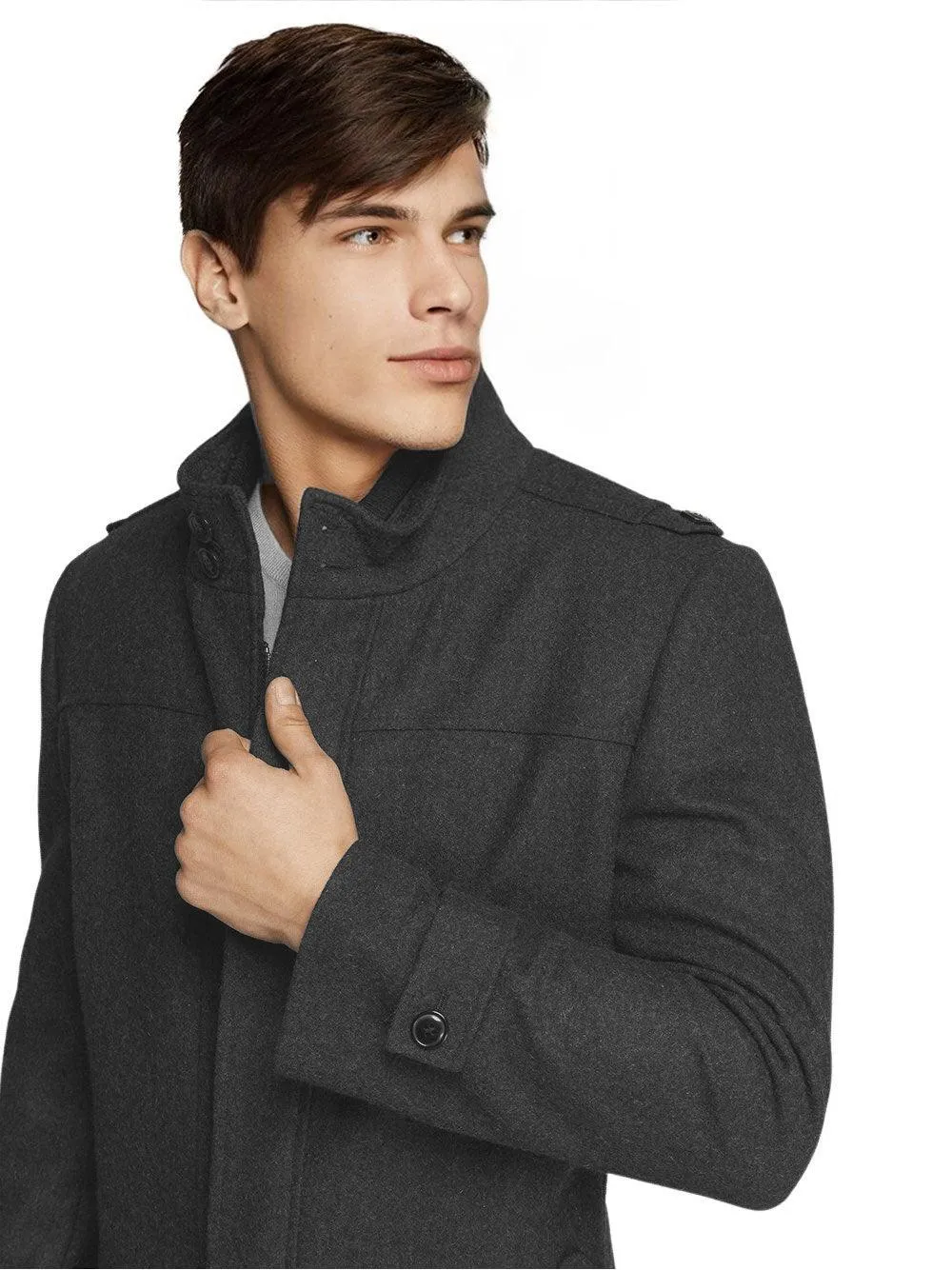 Men’s Charcoal Trench Long Winter Overcoat