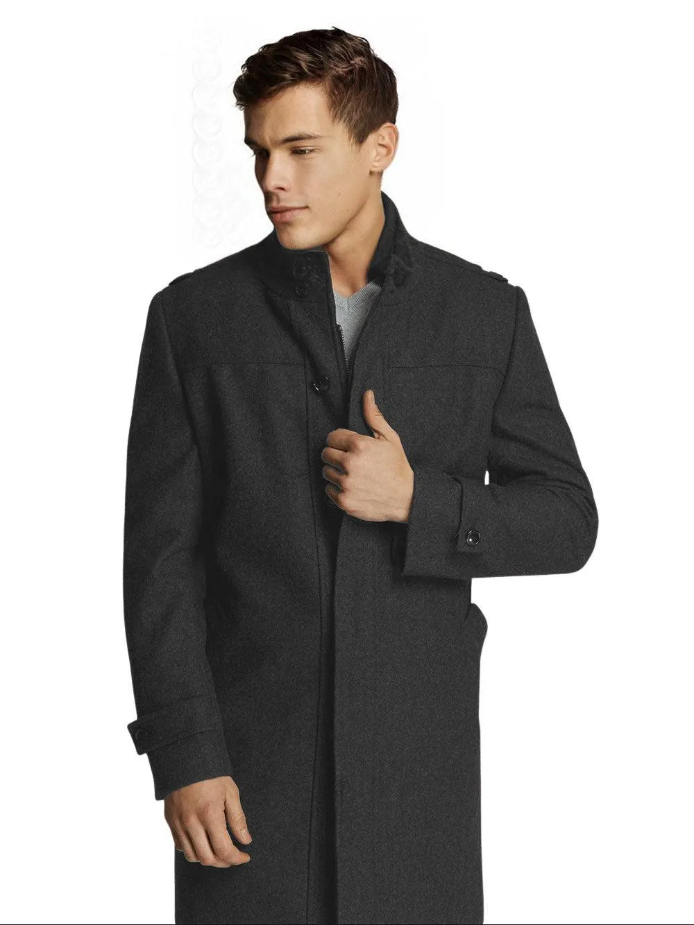 Men’s Charcoal Trench Long Winter Overcoat