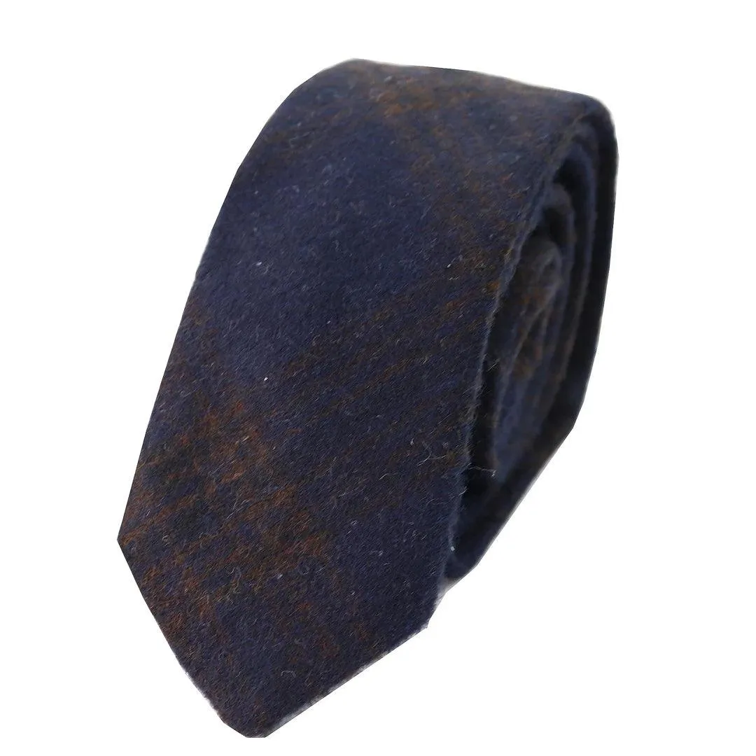 Mens Herringbone Tweed Wool Tie & Hankerchief 2" Smart Formal