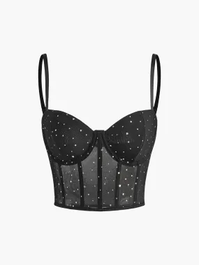 Mesh Polka Dot Corset Top