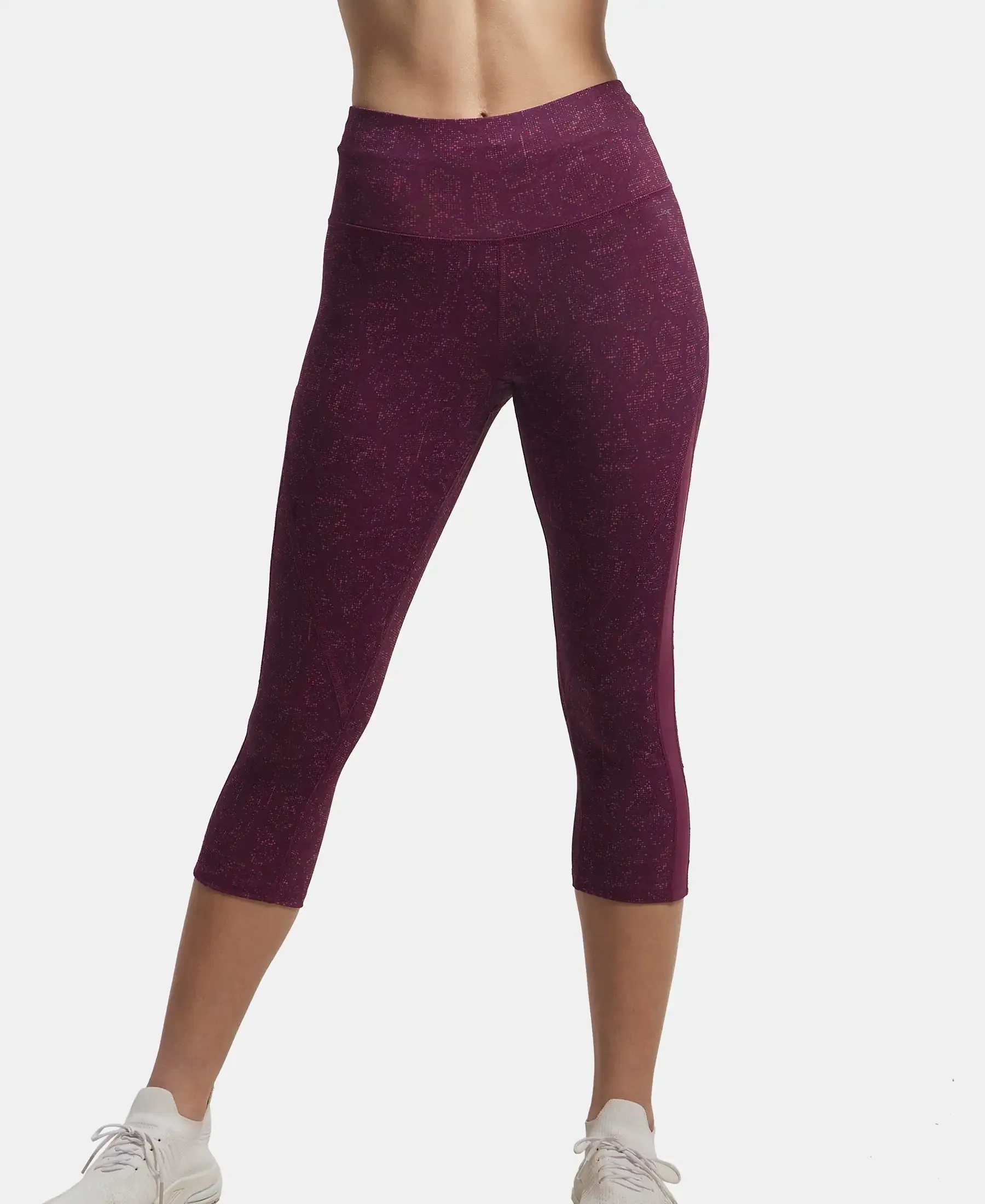 Microfiber Elastane Stretch Slim Fit Capri with Back Waistband Pocket - Grapewine Print