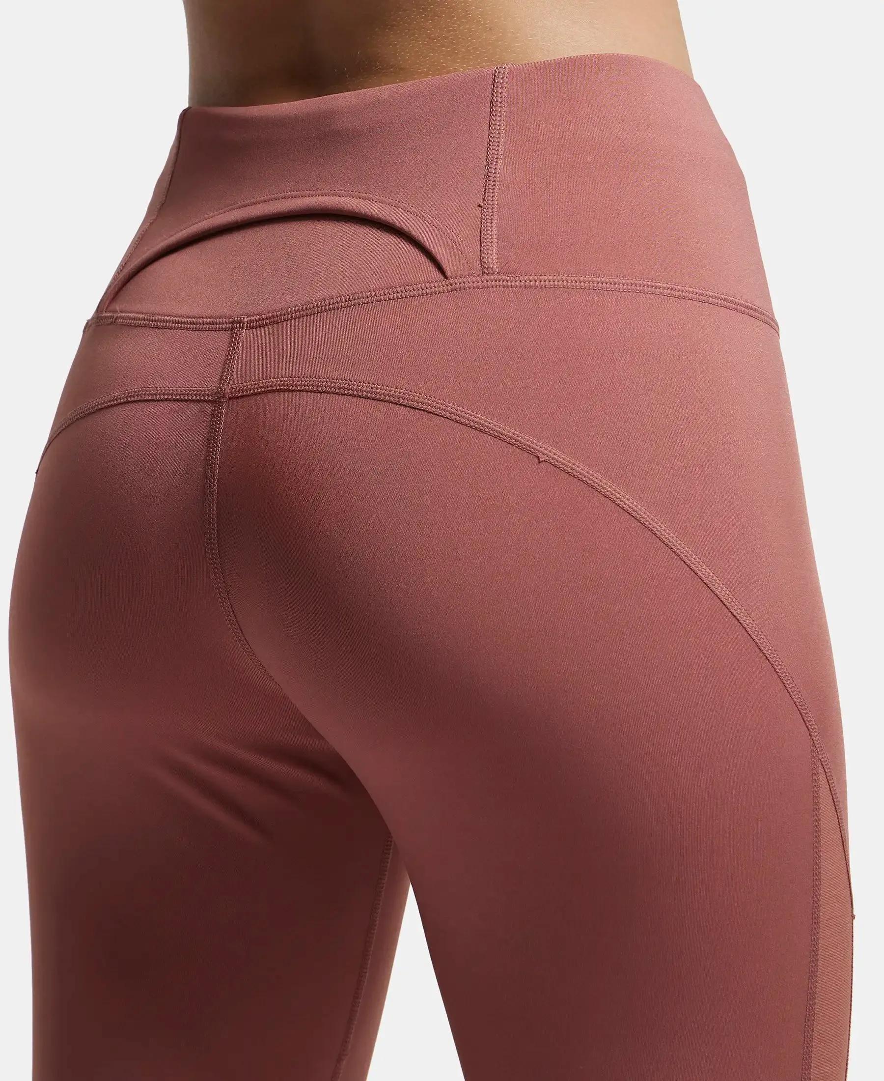 Microfiber Elastane Stretch Slim Fit Capri with Back Waistband Pocket - Withered Rose