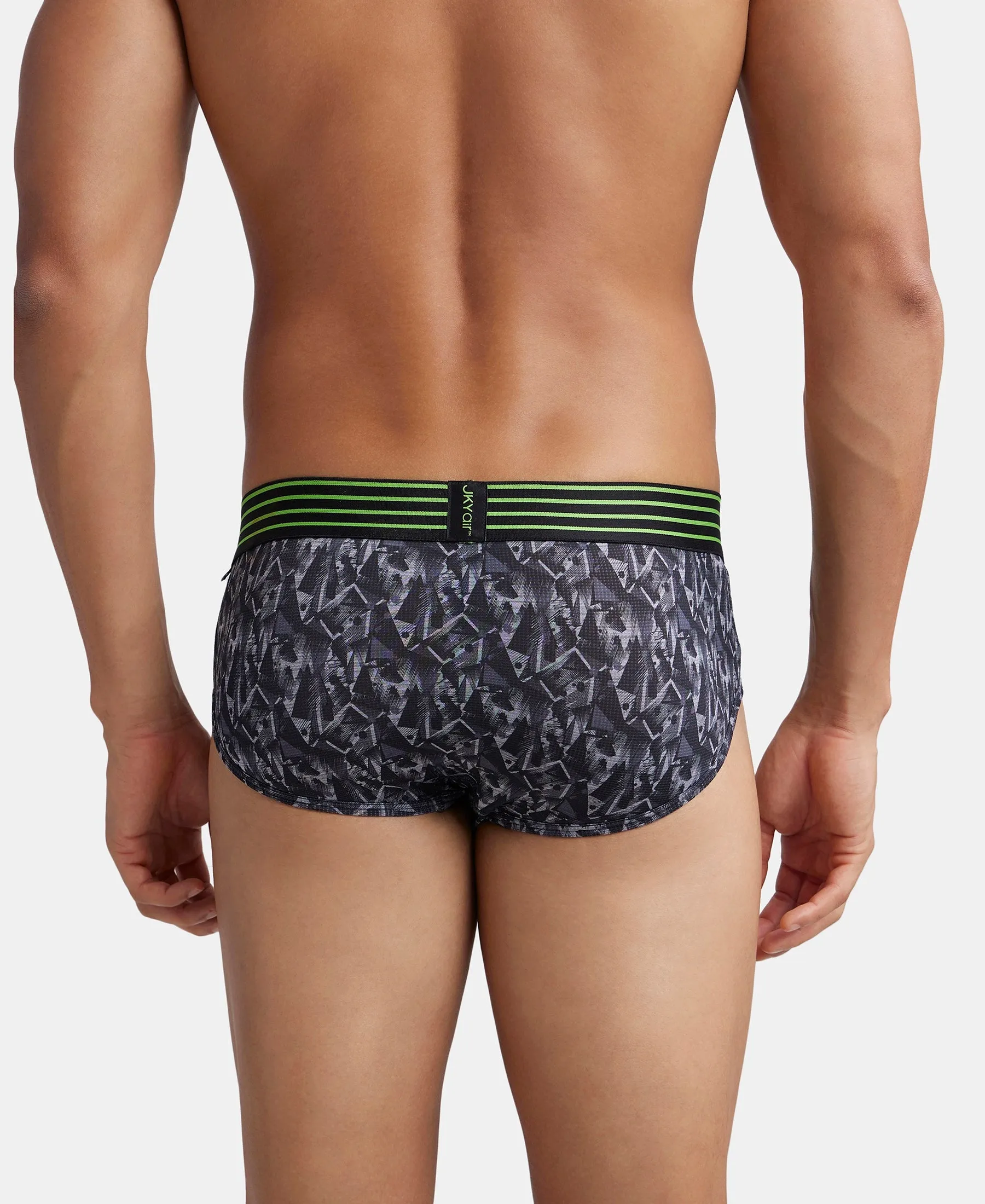 Microfiber Mesh Elastane Stretch Printed Performance Brief with StayDry Technology - Black print