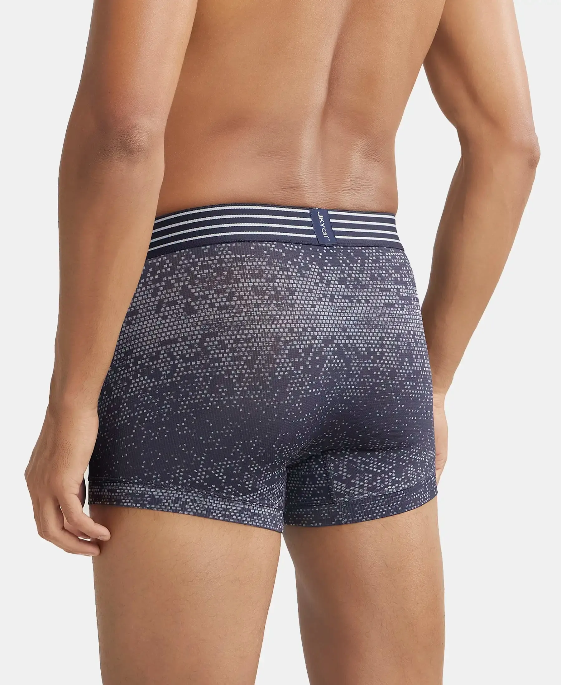 Microfiber Mesh Elastane Stretch Printed Performance Trunk with StayDry Technology - True Navy