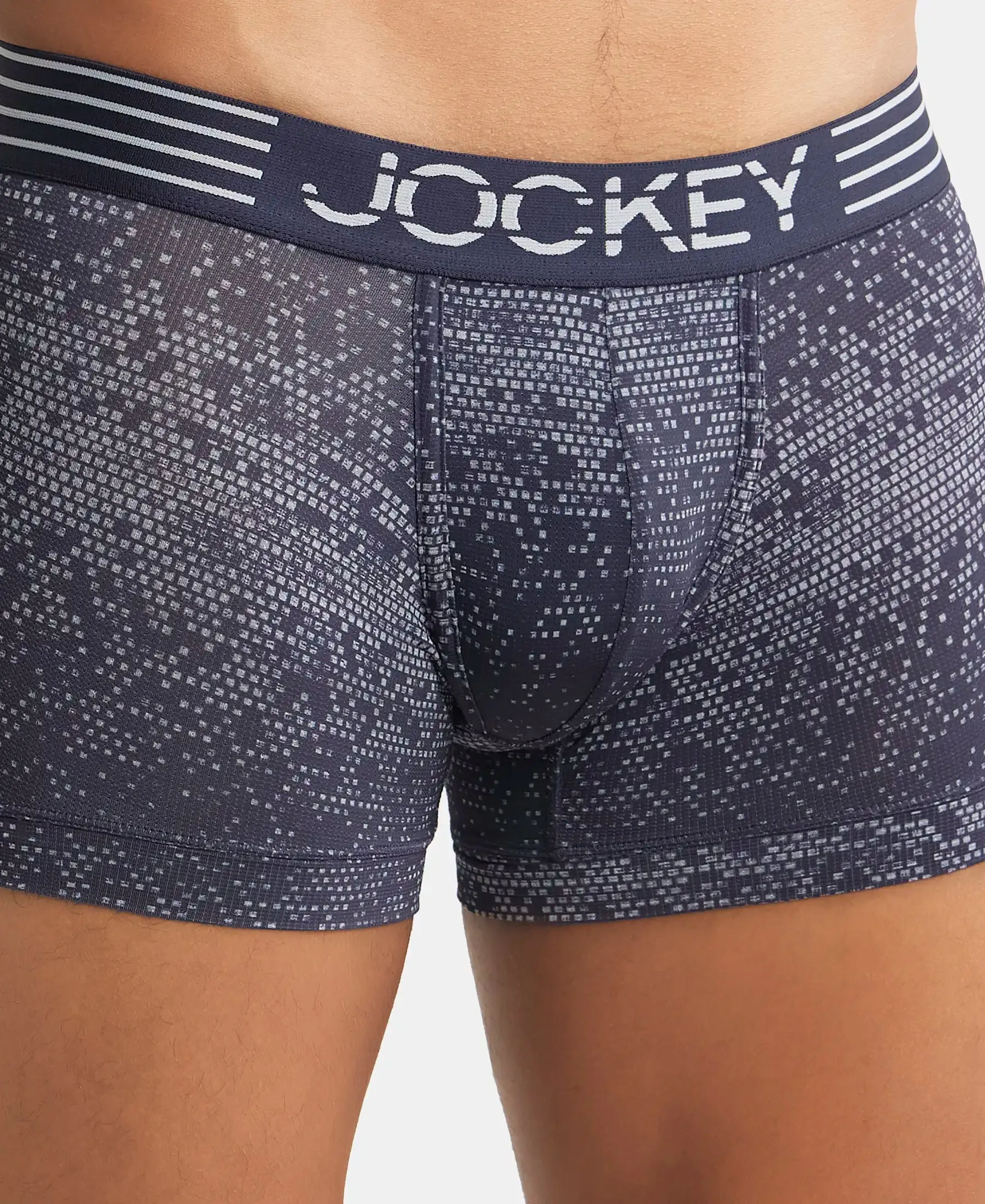 Microfiber Mesh Elastane Stretch Printed Performance Trunk with StayDry Technology - True Navy