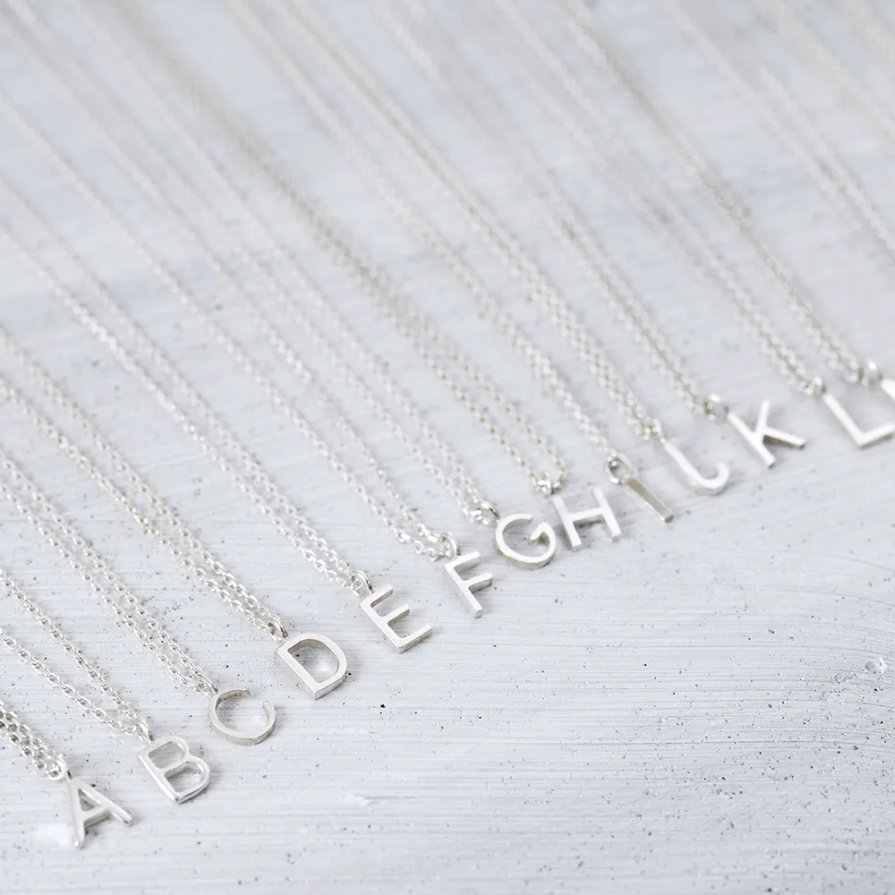 Minimal letter Necklace - Silver