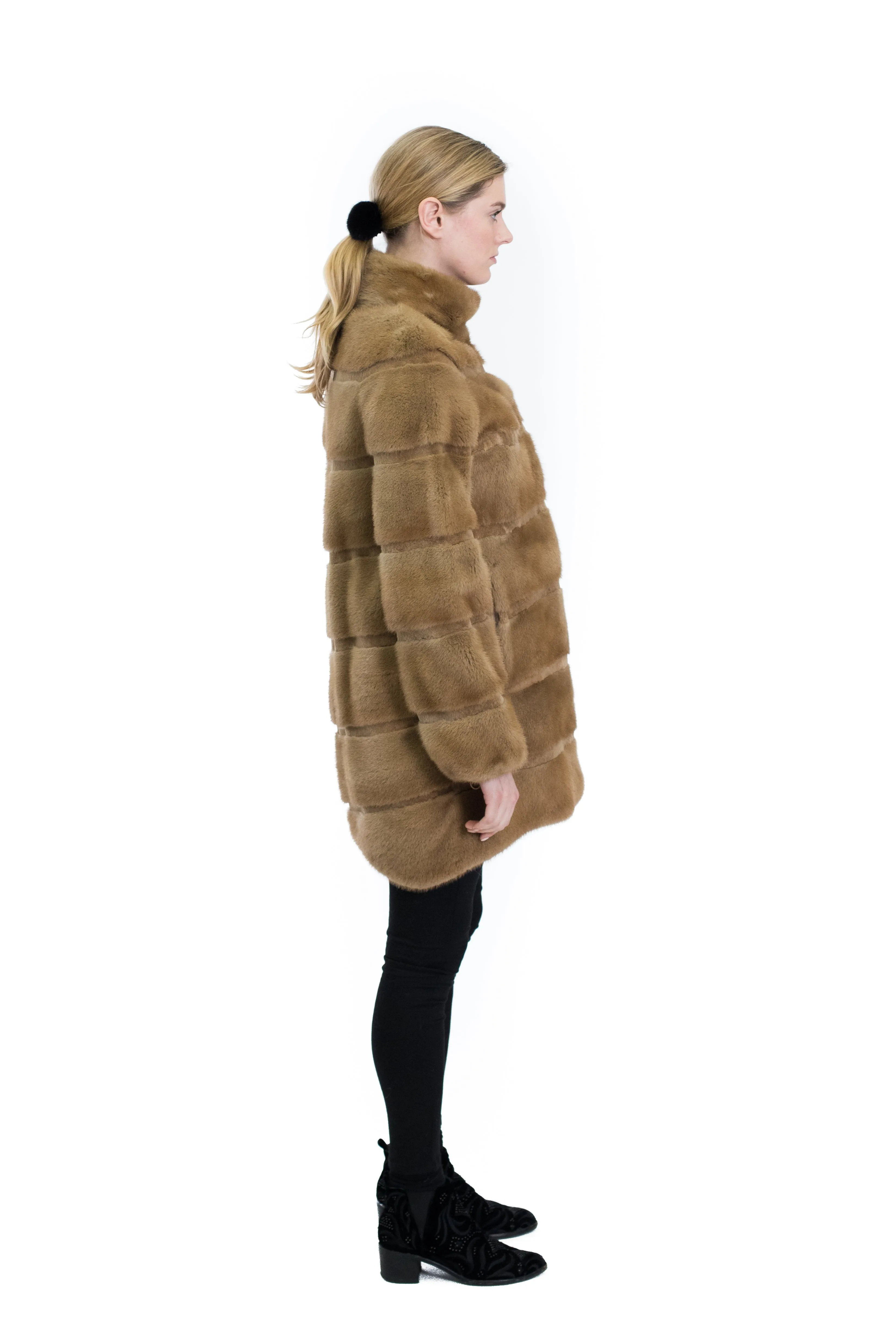 Mink Coat with Stand Up Collar