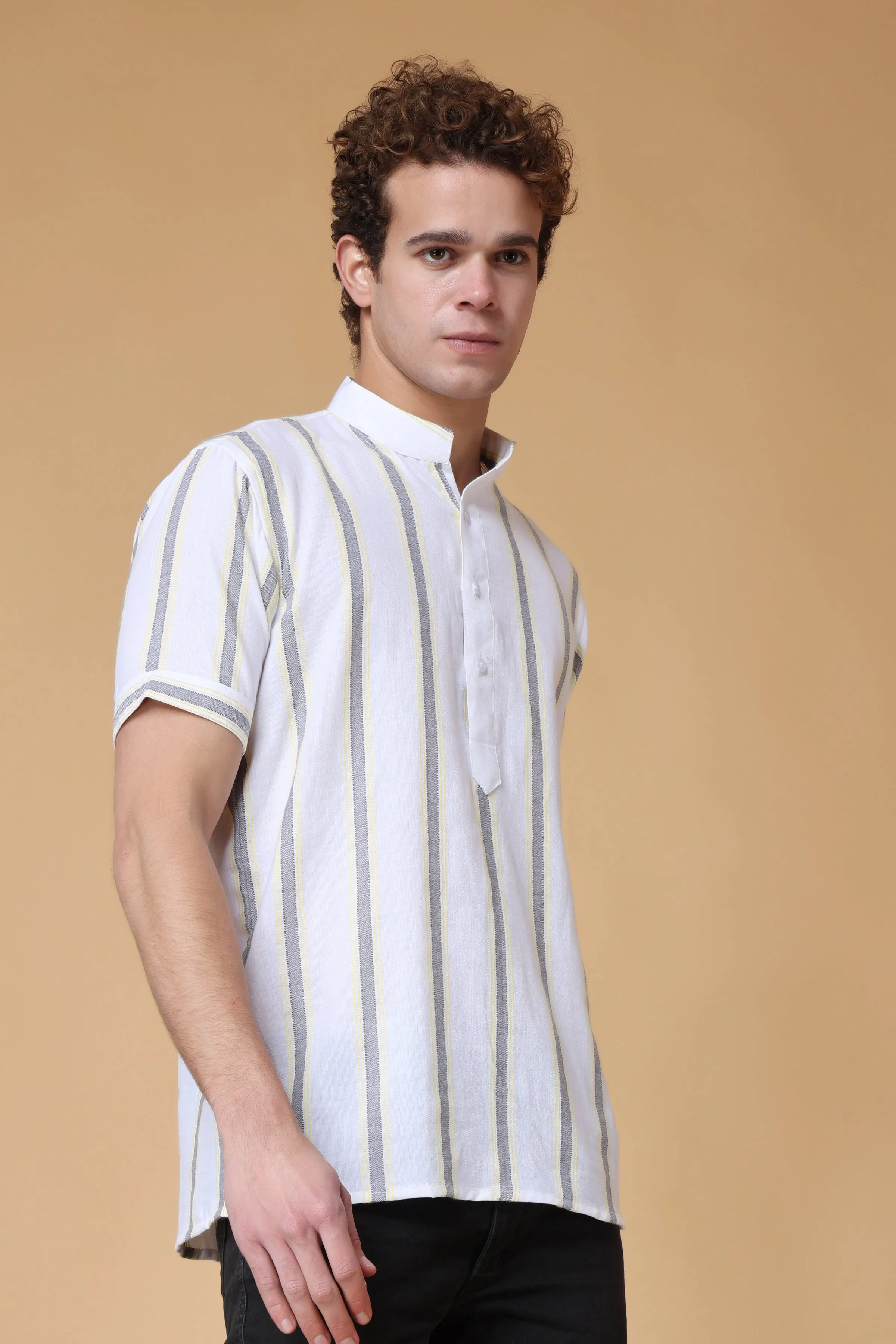 Neutral Symphony Striped Kurta