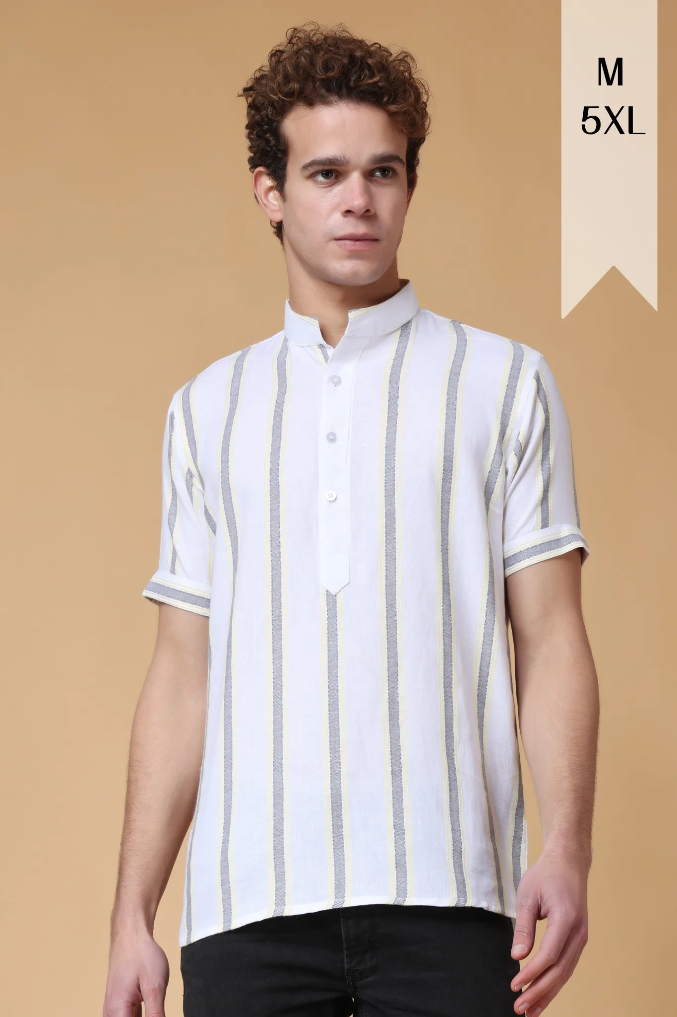 Neutral Symphony Striped Kurta